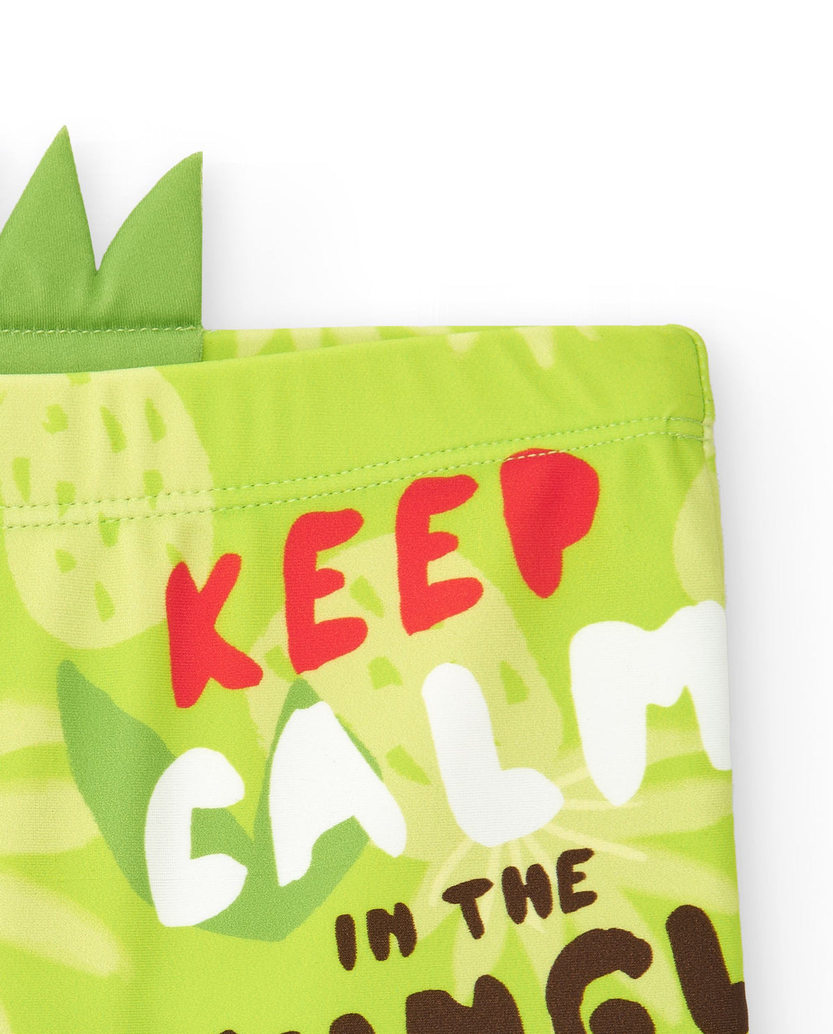 Bañador bóxer verde para niño con estampado tropical