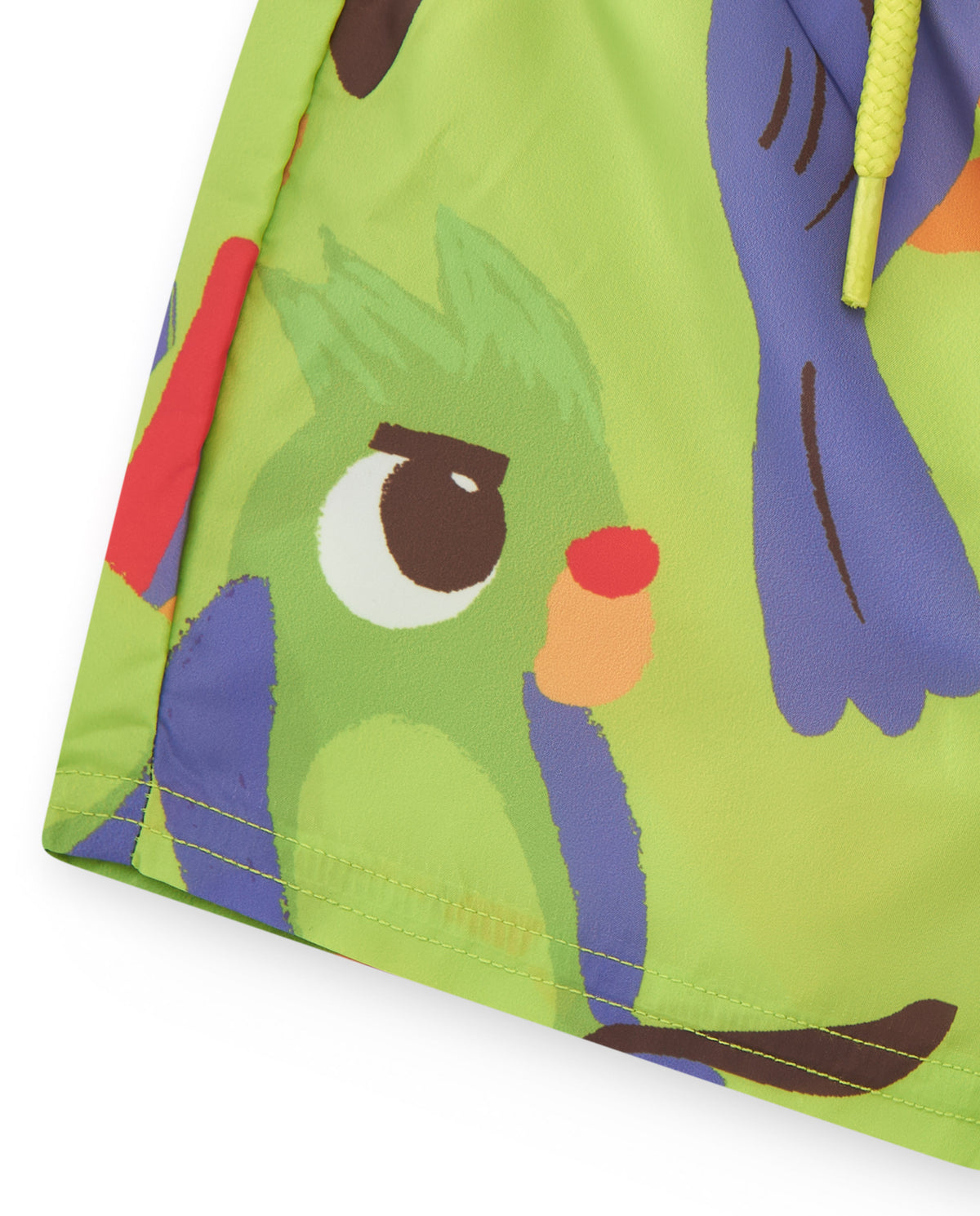 Bermuda de baño verde para niño con loros y jungla