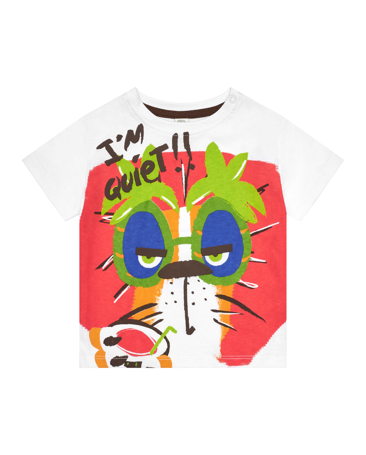 Camiseta blanca para niño con tigre y frase "I'm quiet!!"