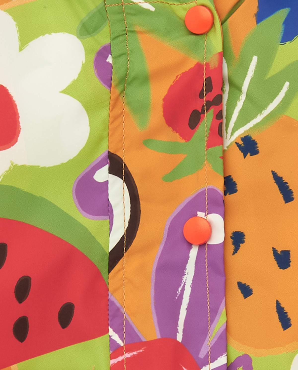 Cortavientos para niña con estampado de frutas y capucha
