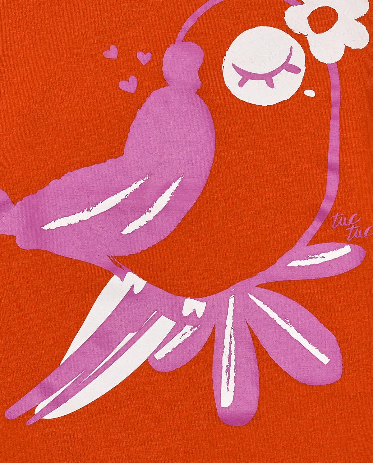 Camiseta roja para niña con estampado de pájaro