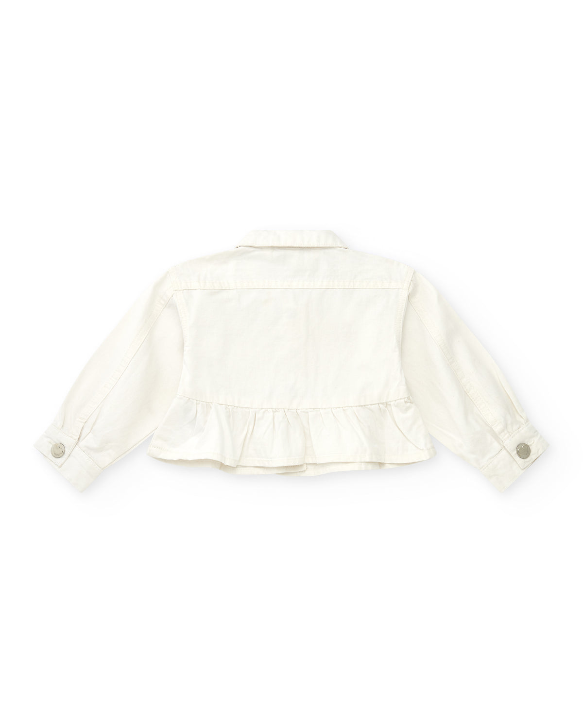 Chaqueta blanca de plana para niña con botones y volante