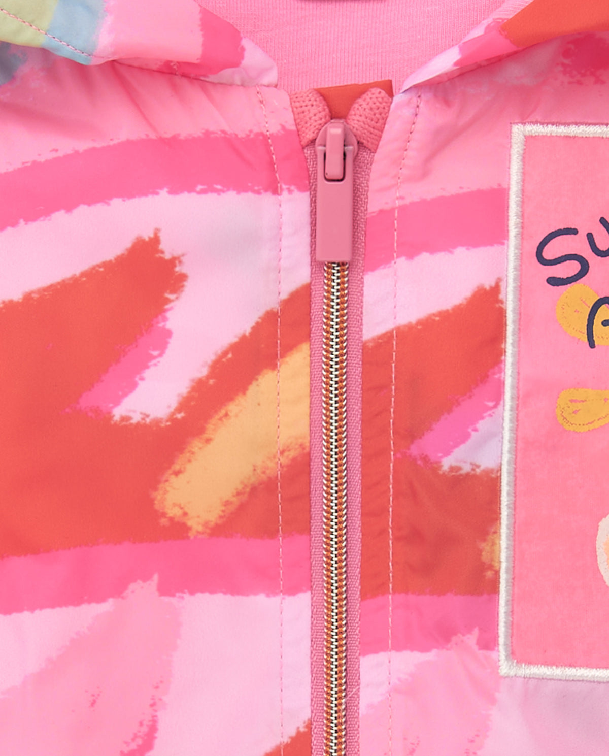 Cortavientos multicolor para niña con capucha y cremallera