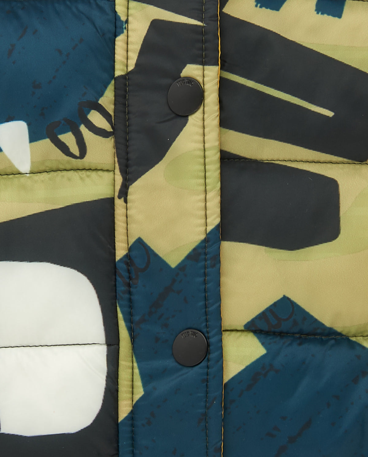 Chaleco verde acolchado para niño con estampado de dinosaurios