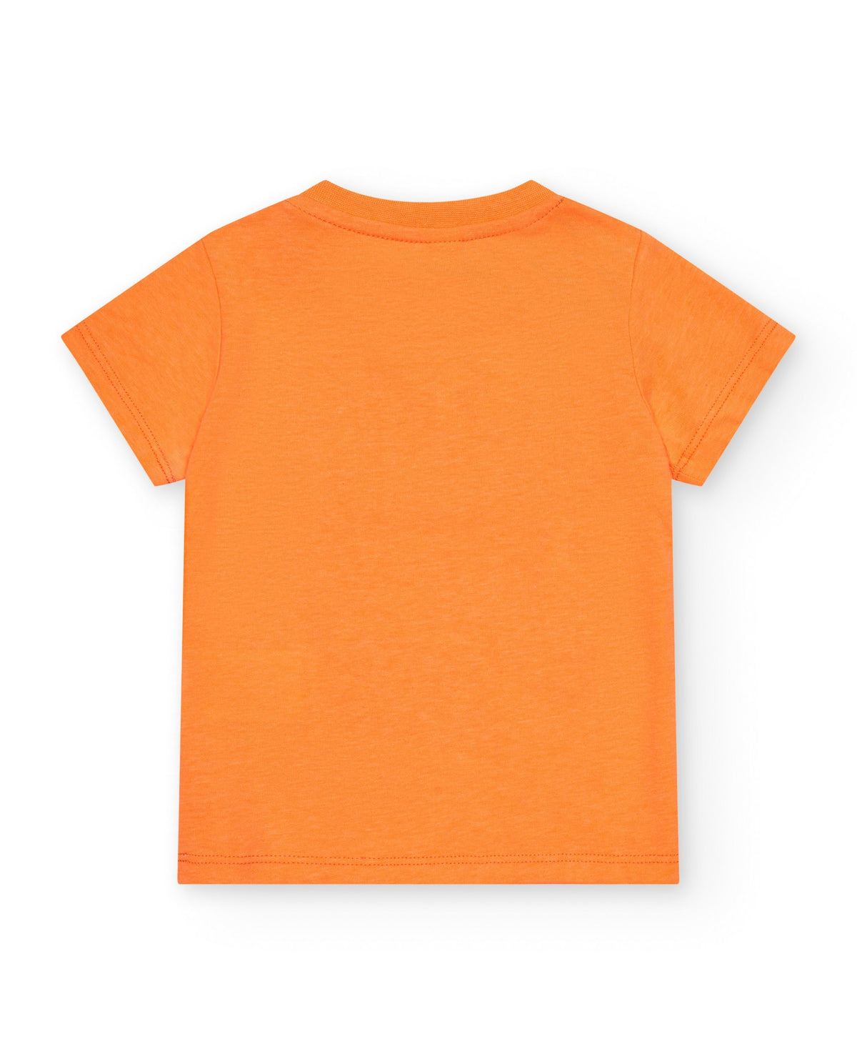 Camiseta naranja para niño con estampado de cámara y texto