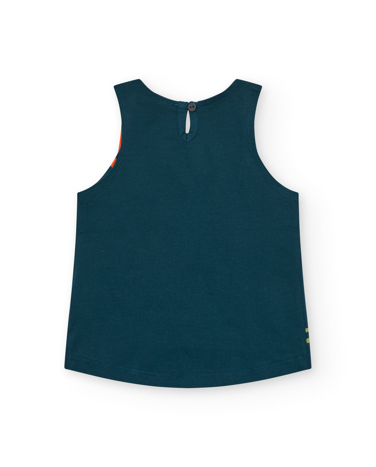 Camiseta sin mangas para niña en verde con estampado y cierre
