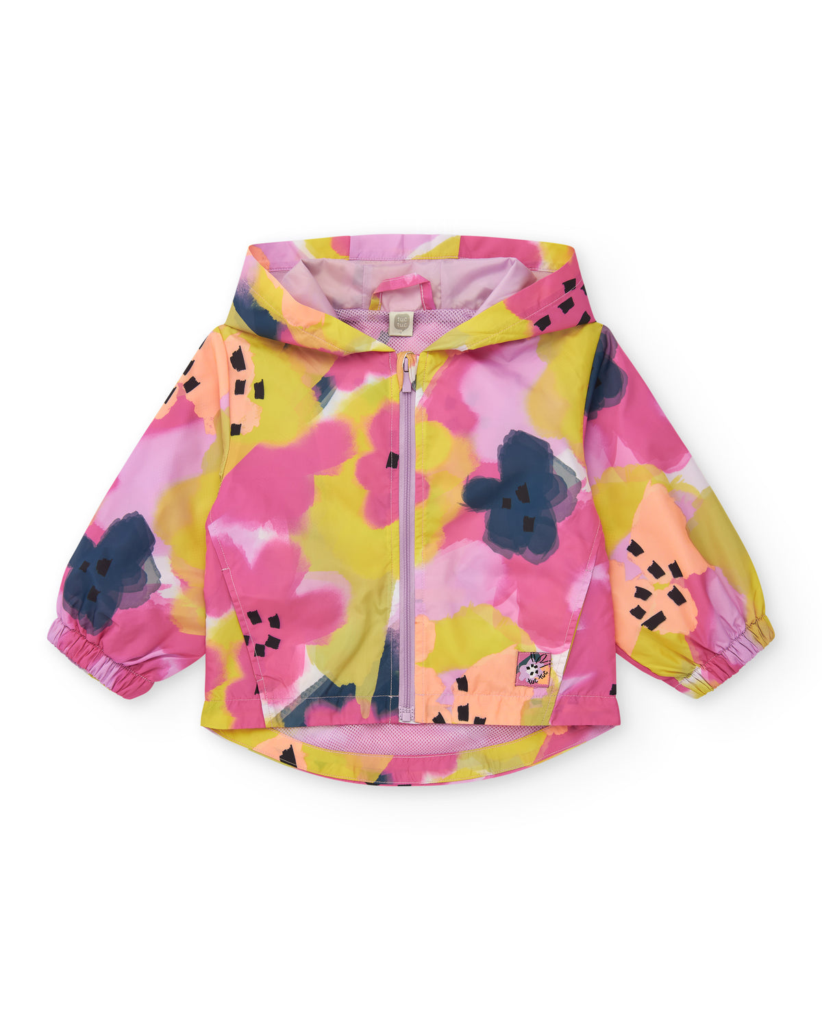Cortavientos para niña floral en rosa, amarillo y azul