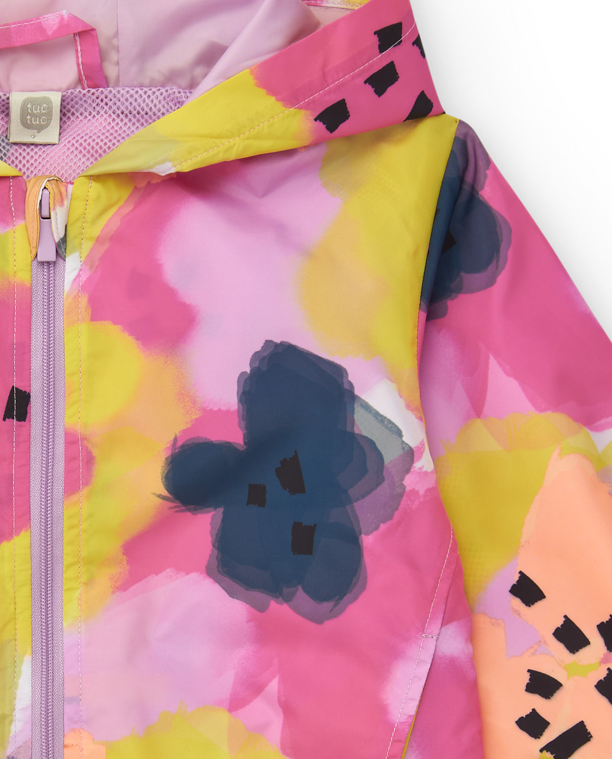Cortavientos para niña floral en rosa, amarillo y azul