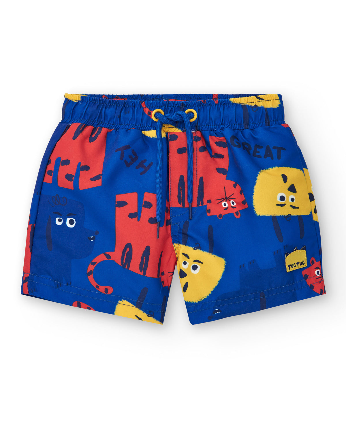 Bermuda de baño para niño en azul con animales y cintura
