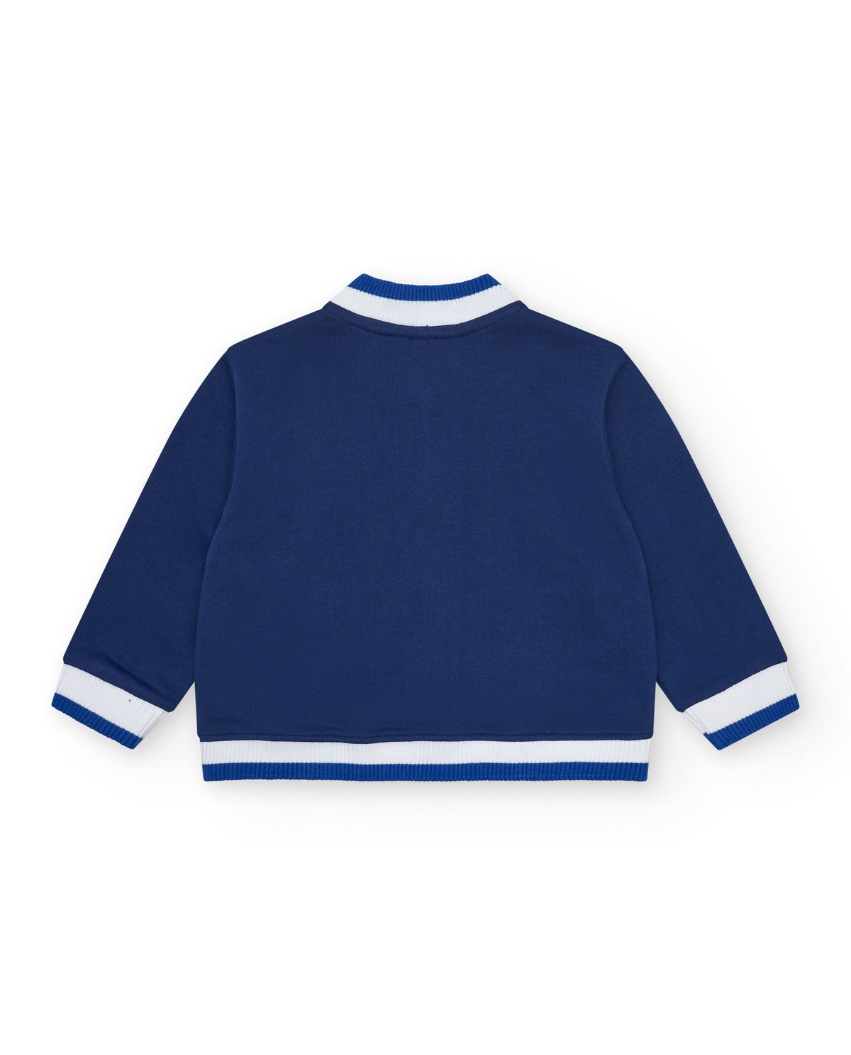 Chaqueta de felpa para niño en azul con detalles en blanco y