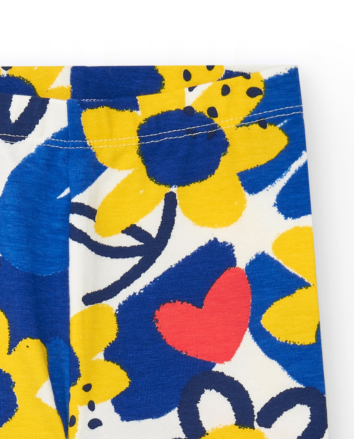 Leggings para niña en azul con flores y cintura elástica