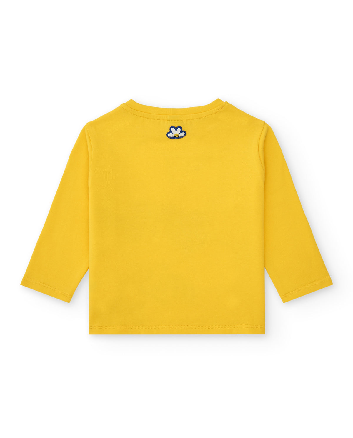 Camiseta de manga larga para niña en amarillo con flor