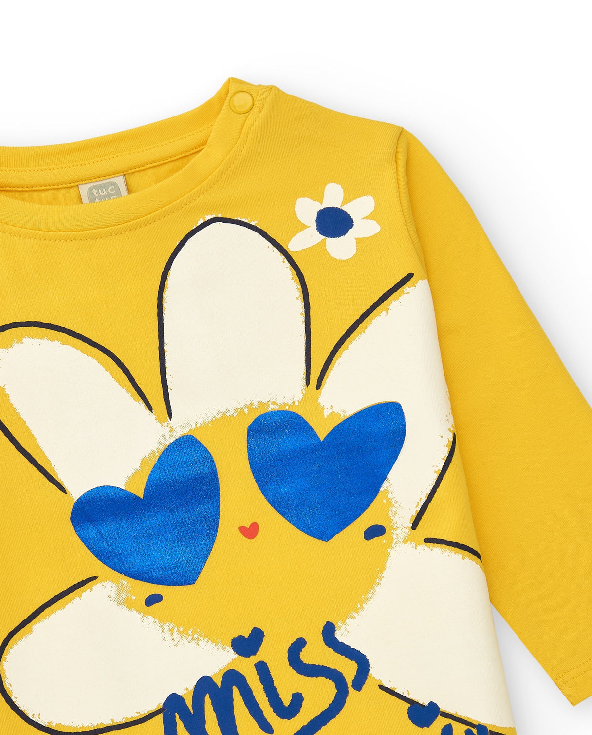 Camiseta de manga larga para niña en amarillo con flor