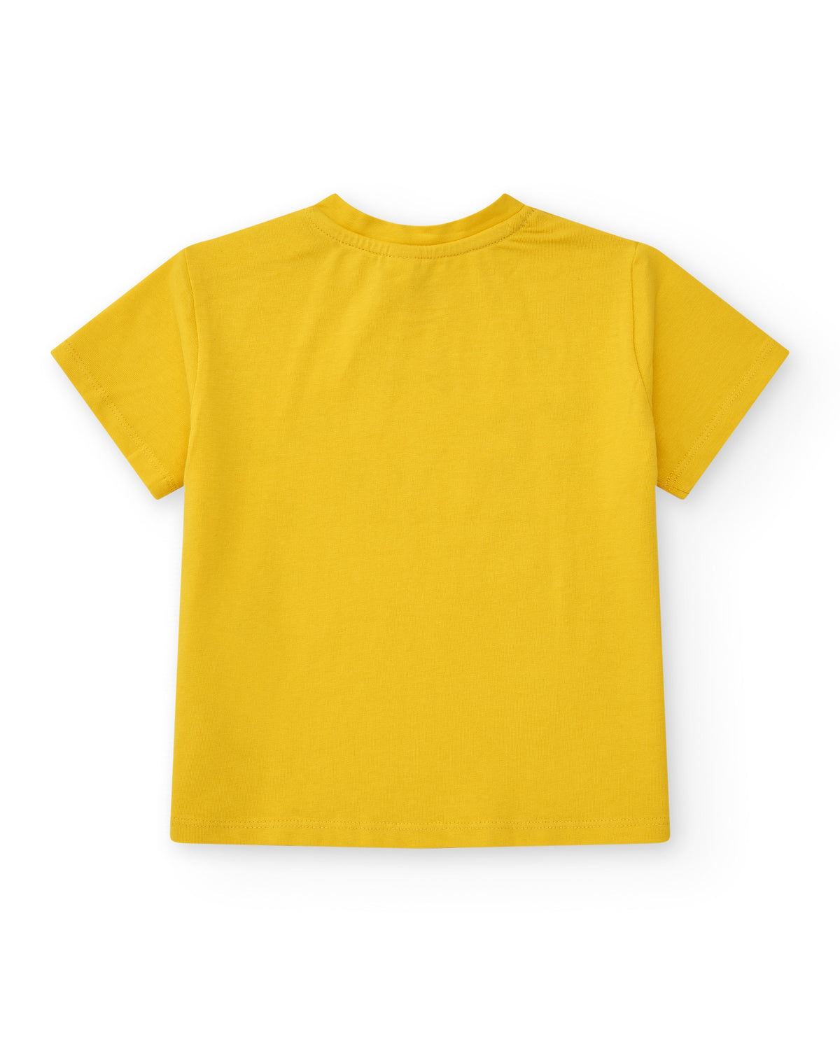 Camiseta para niña en amarillo con gato y flor azul