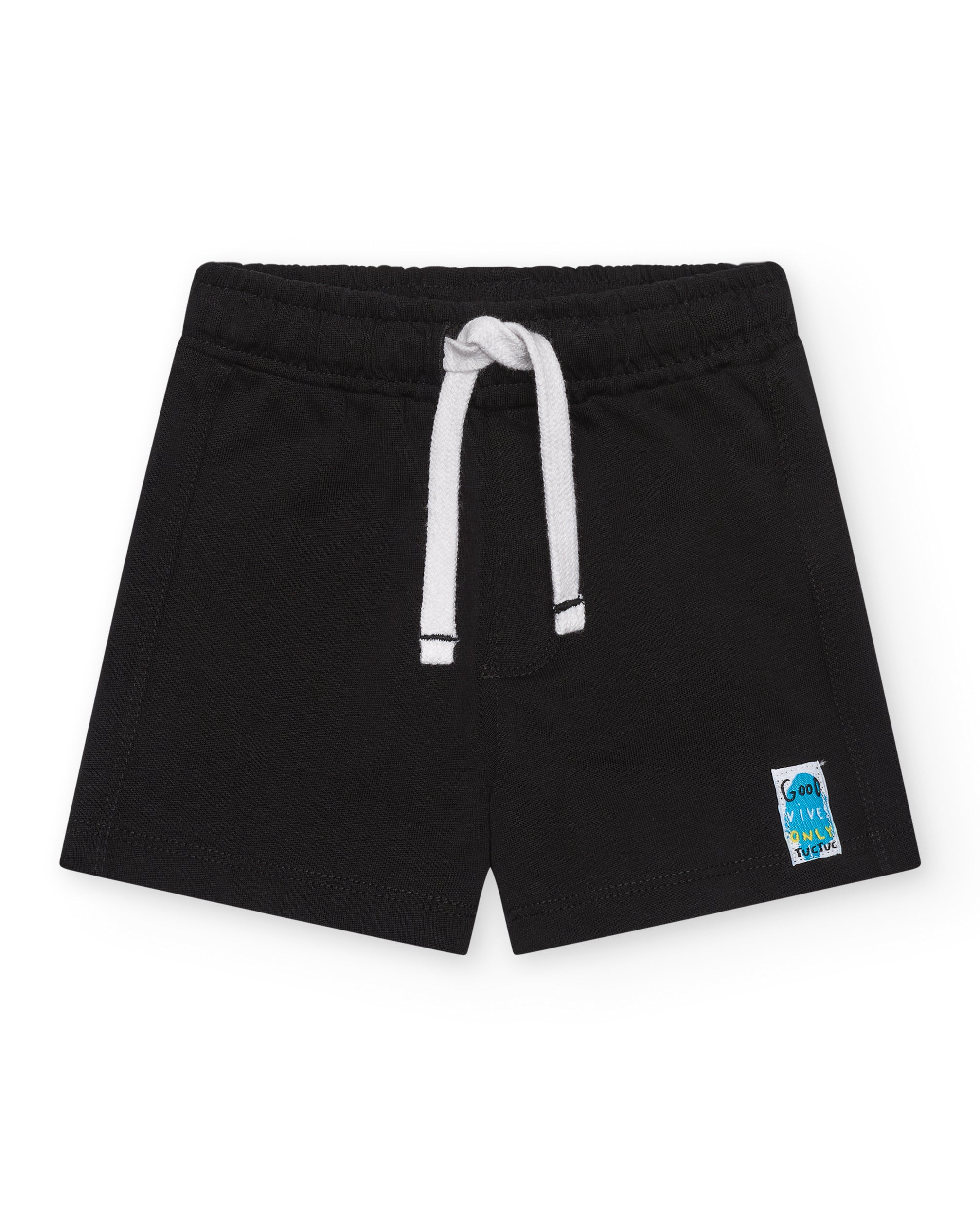 Bermuda para niño en negro con cordón blanco ajustable