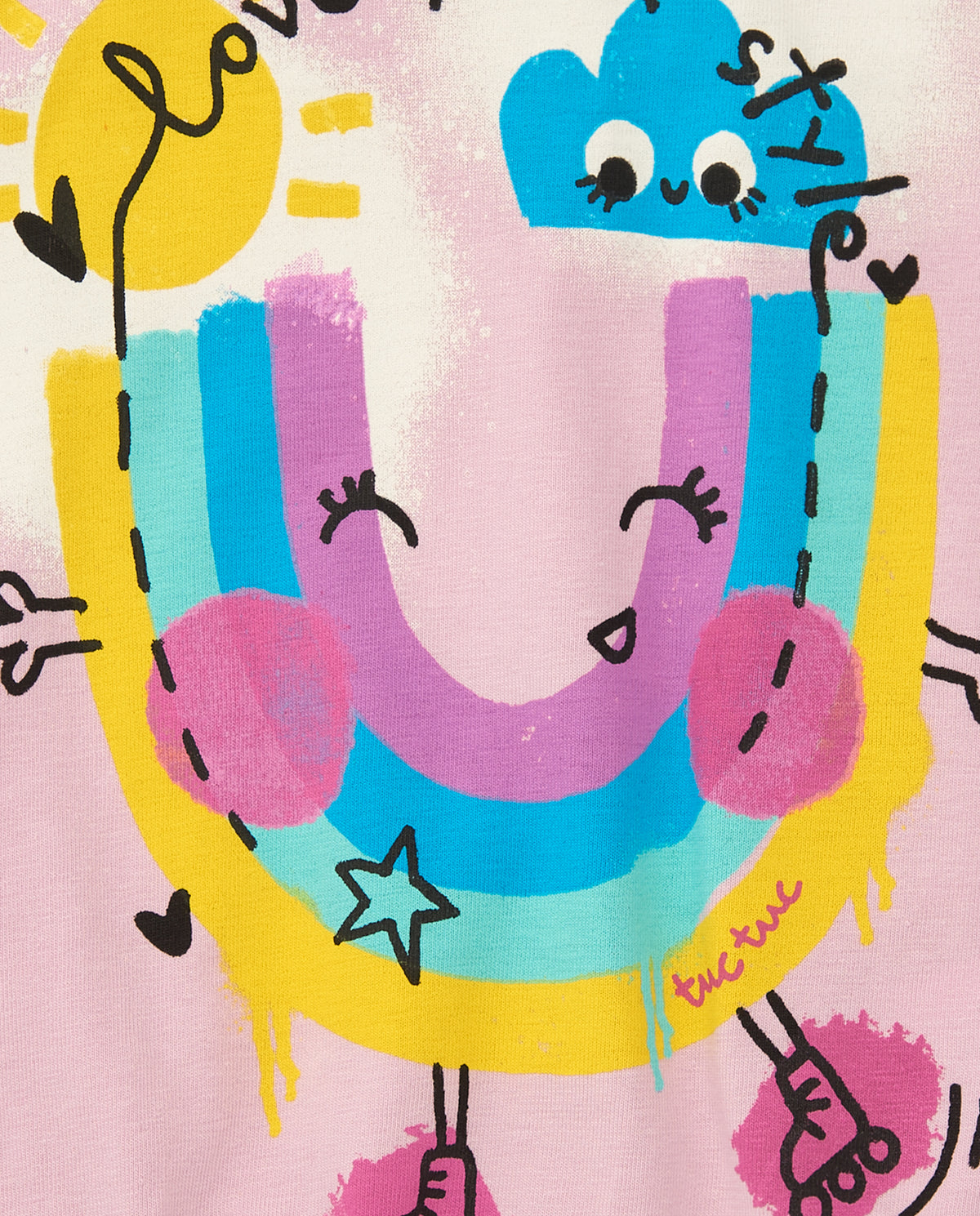 Camiseta para niña en rosa con manga caída y cintura elástica
