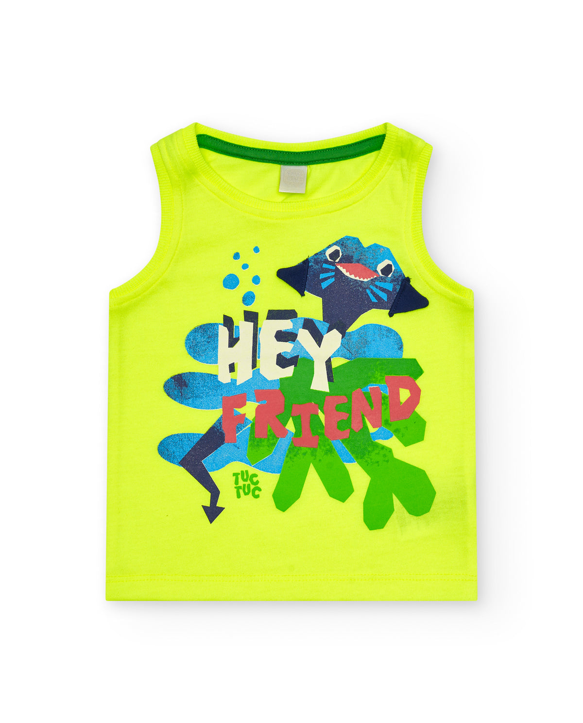 Camiseta sin mangas para niño en amarillo con tiburón