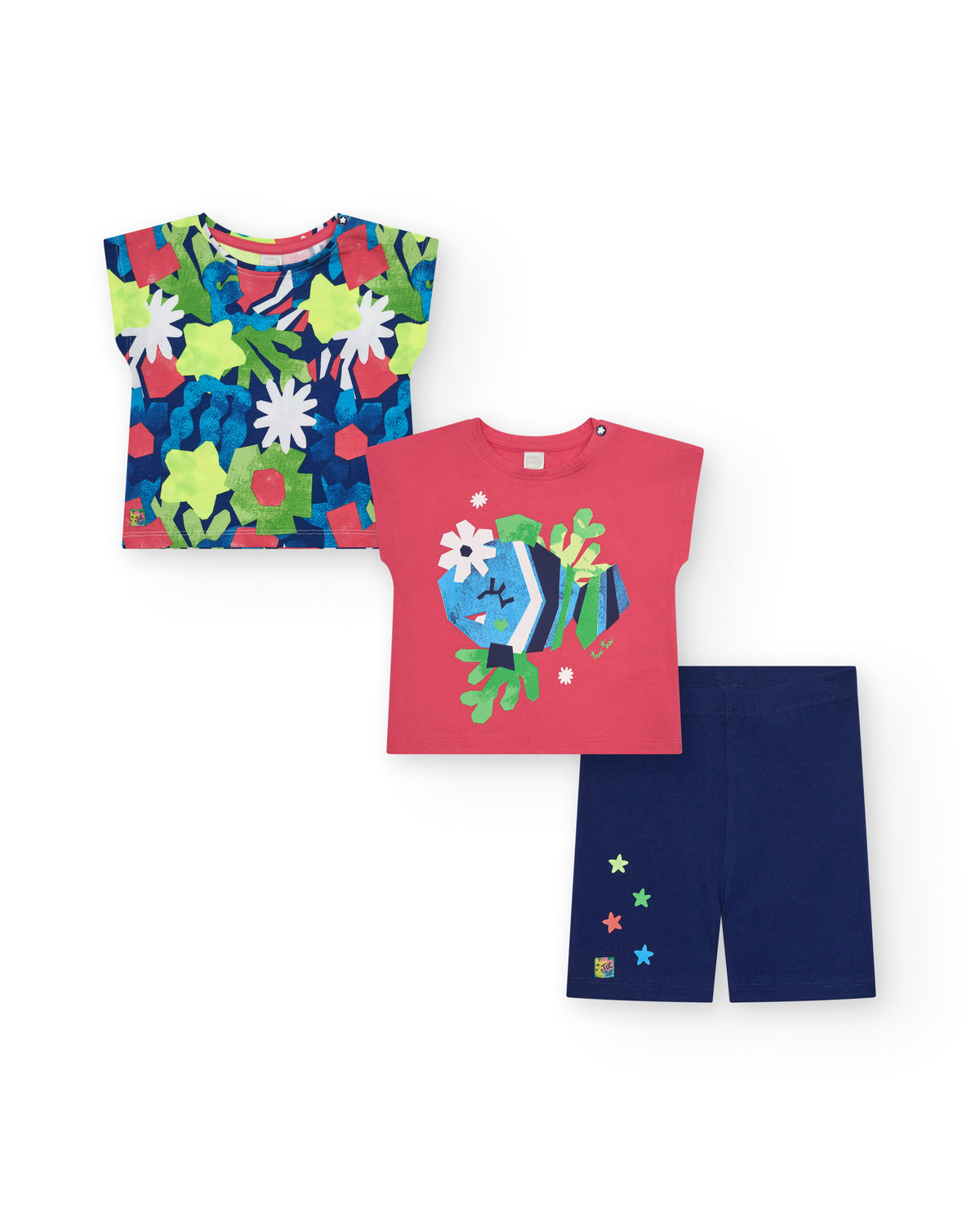 Conjunto para niña con dos camisetas y leggings ciclista
