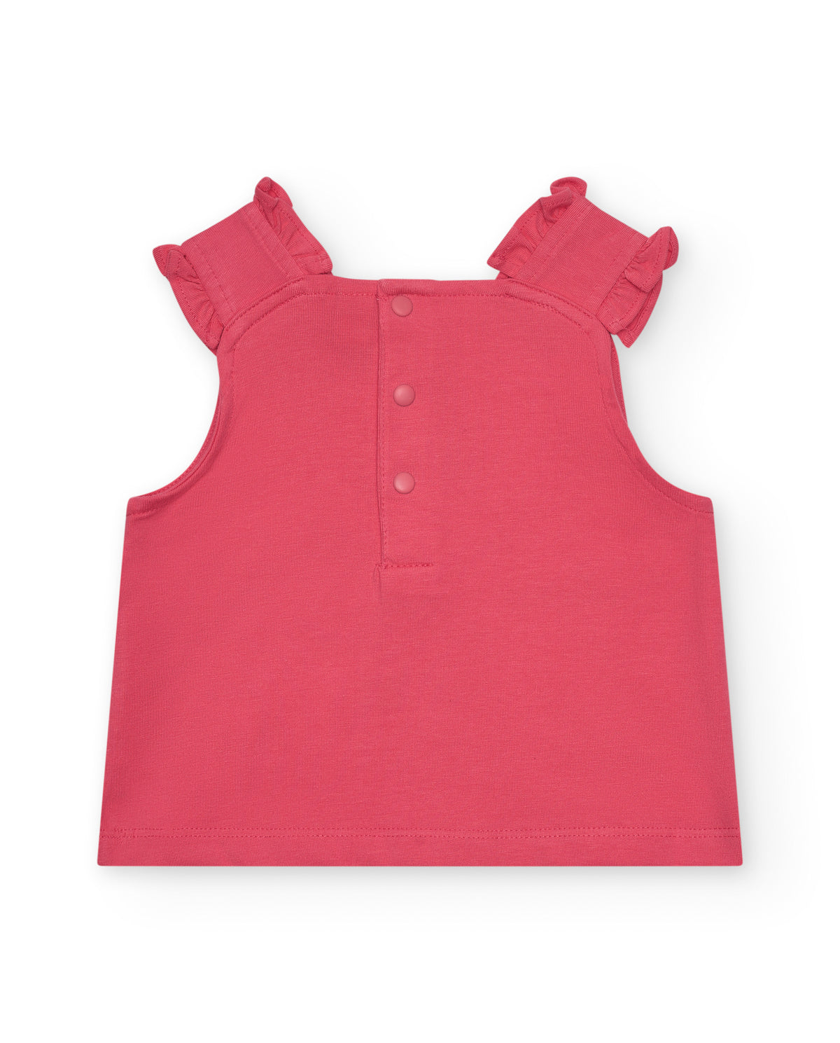 Camiseta sin mangas para niña en rosa con volantes y estrella