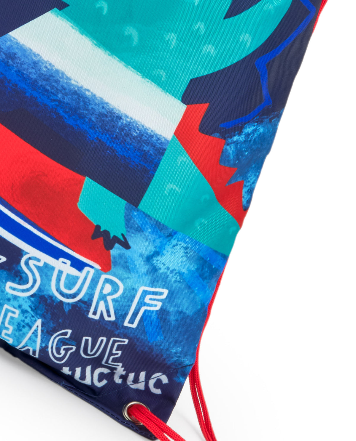 Mochila para niño en azul con estampado de cocodrilo surfeando