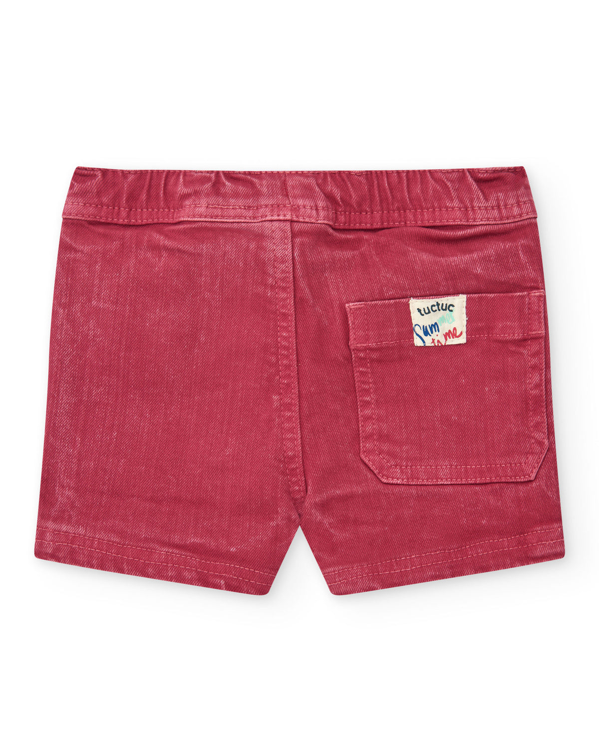 Bermuda para niño en rojo con efecto desgastado y cintura