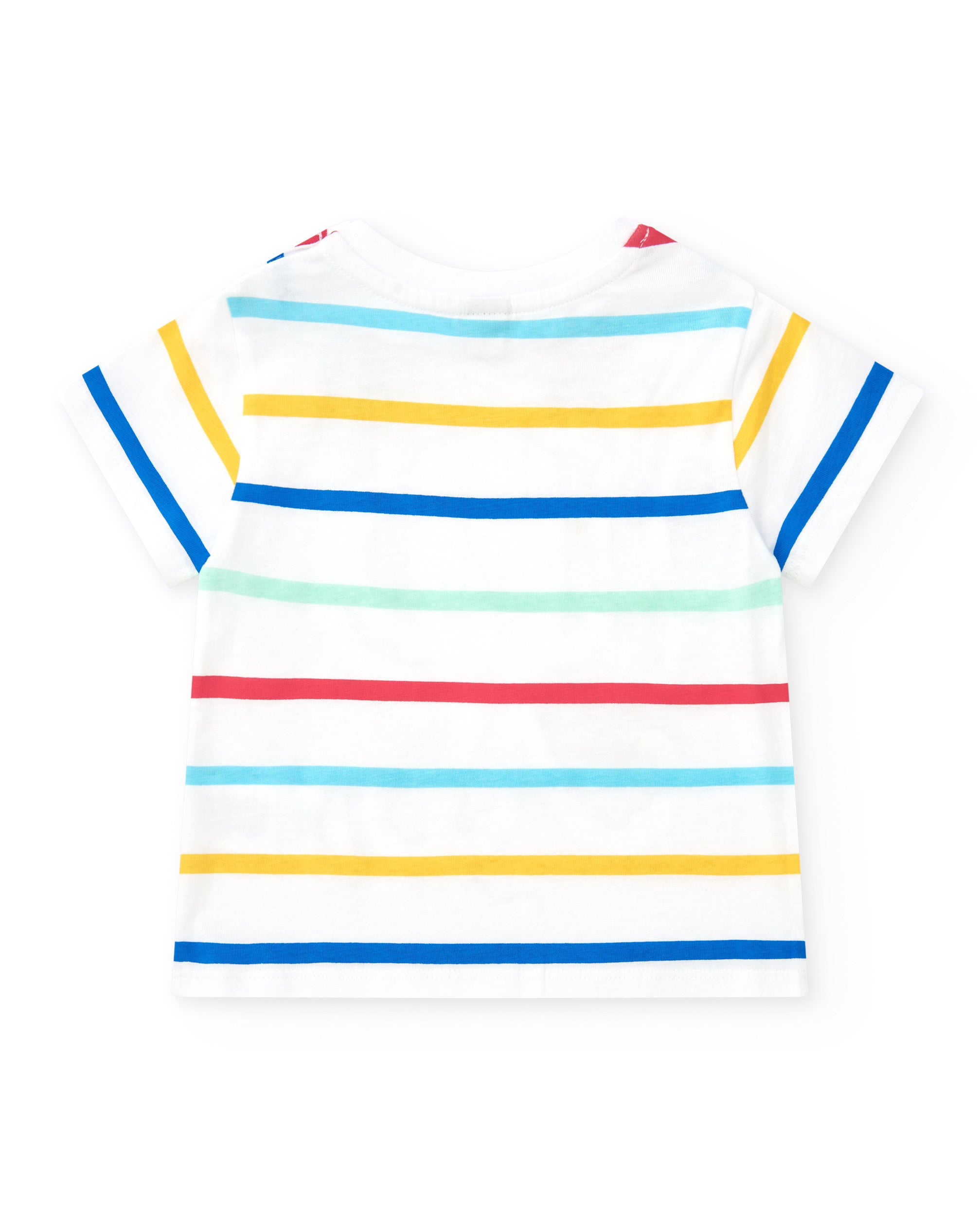 Camiseta para niño en blanco con rayas y estampado de pulpo