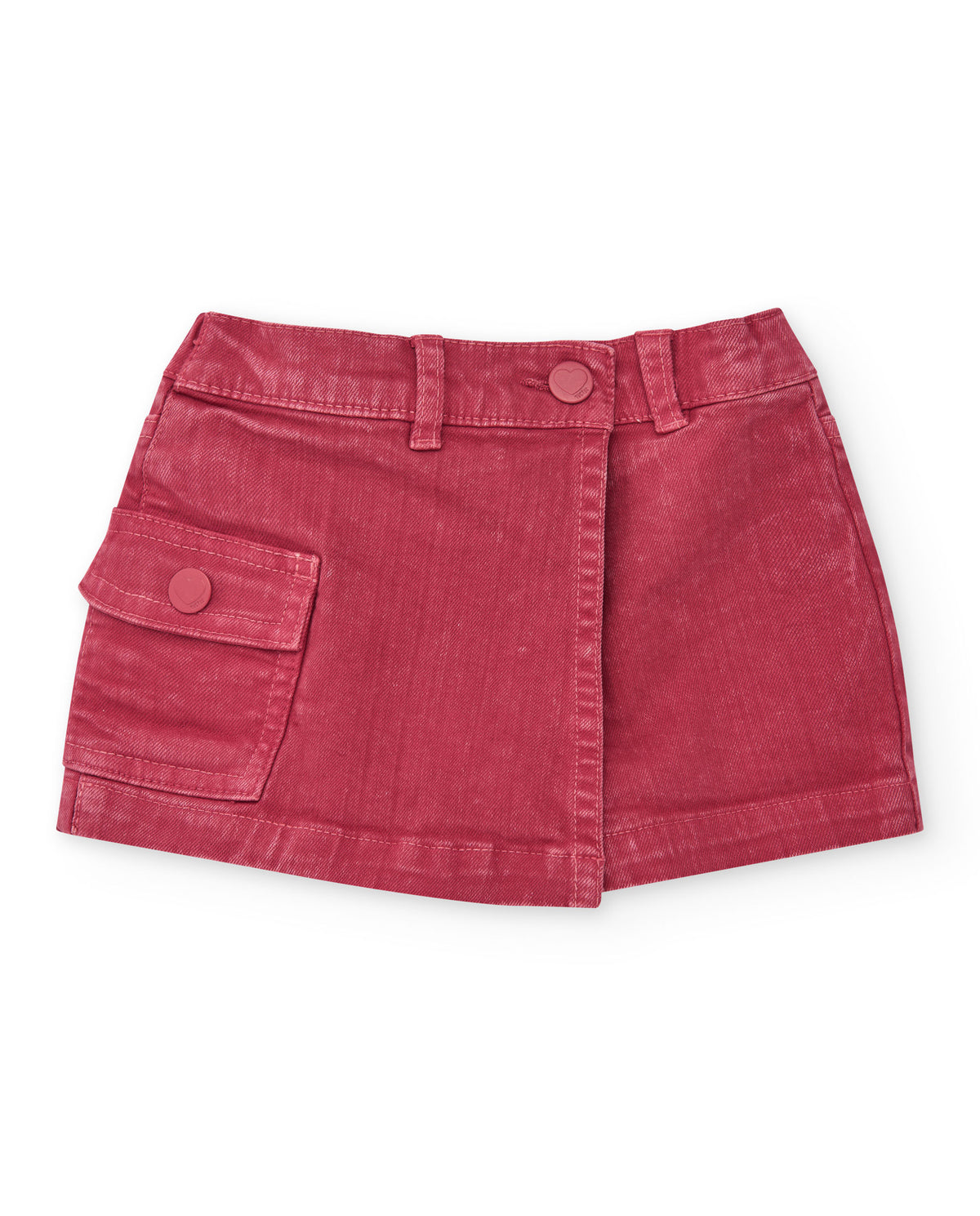 Falda-pantalón para niña en rojo con cintura ajustable y