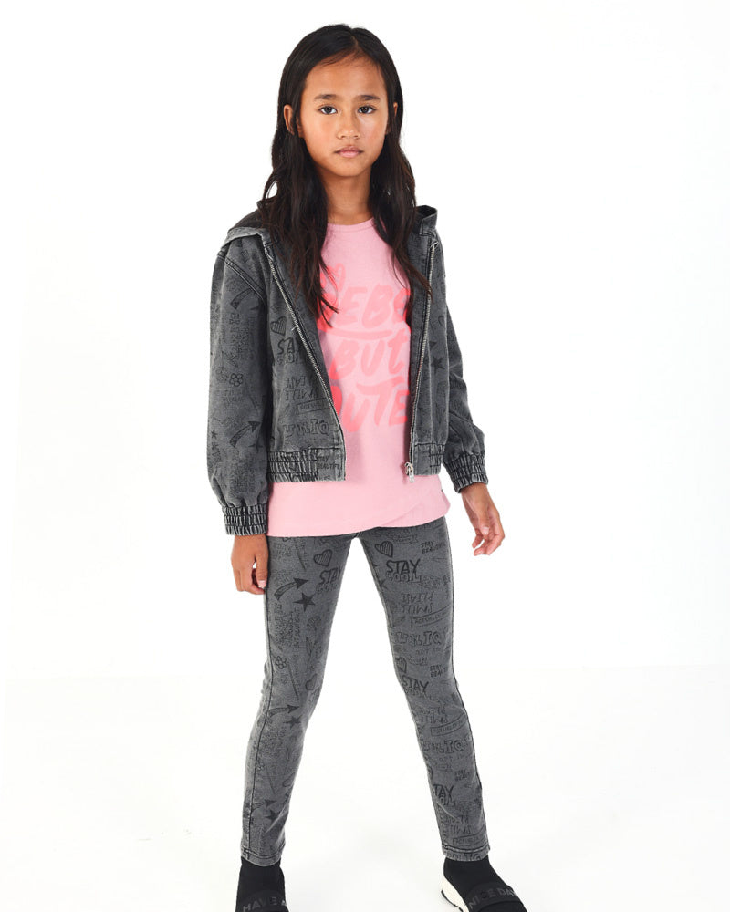 Jeggings en gris oscuro con diseño de texto colección Rebel