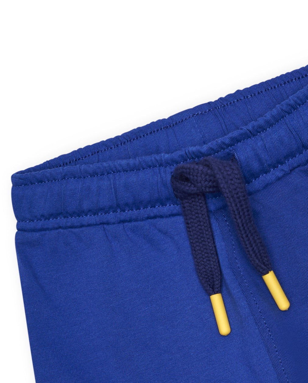 Bermuda para niño en azul con cordón amarillo