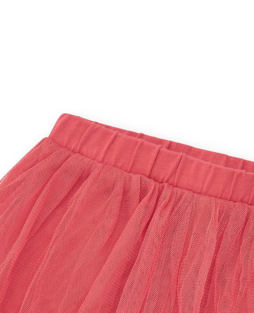 Legging para niña en rosa con capa de tul y cintura elástica