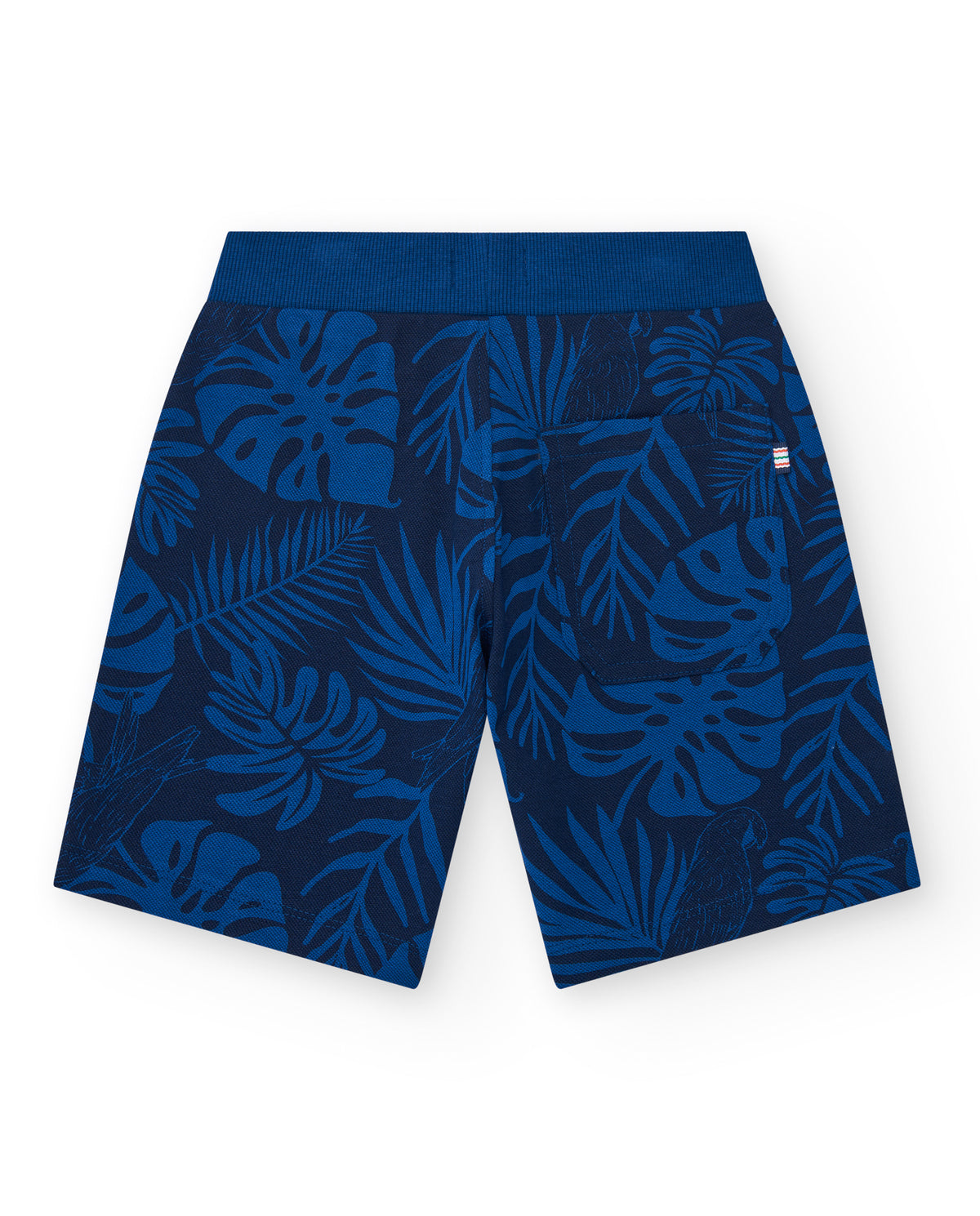 Bermuda para niño en negro con estampado tropical y cintura