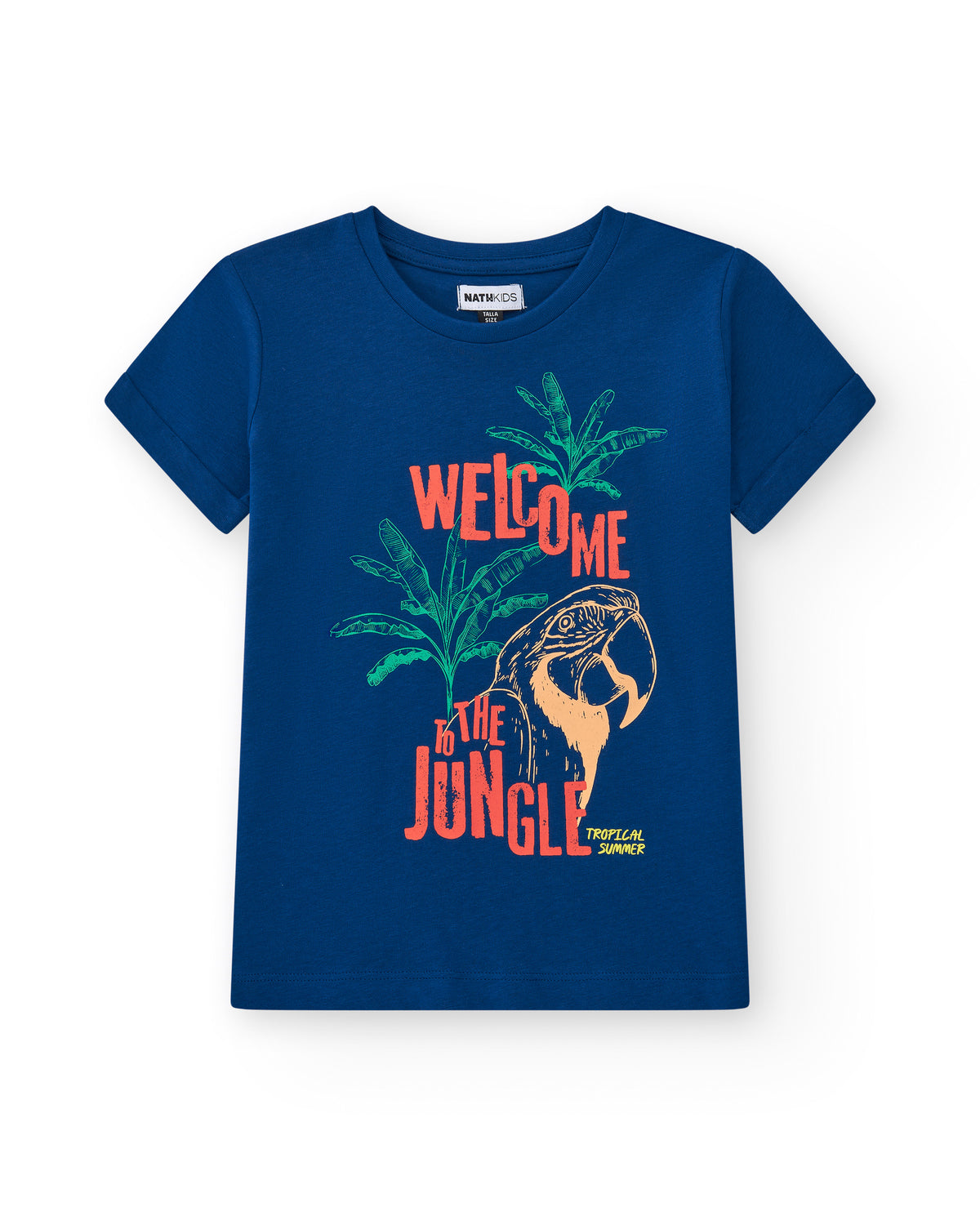 Camiseta para niño en azul con estampado