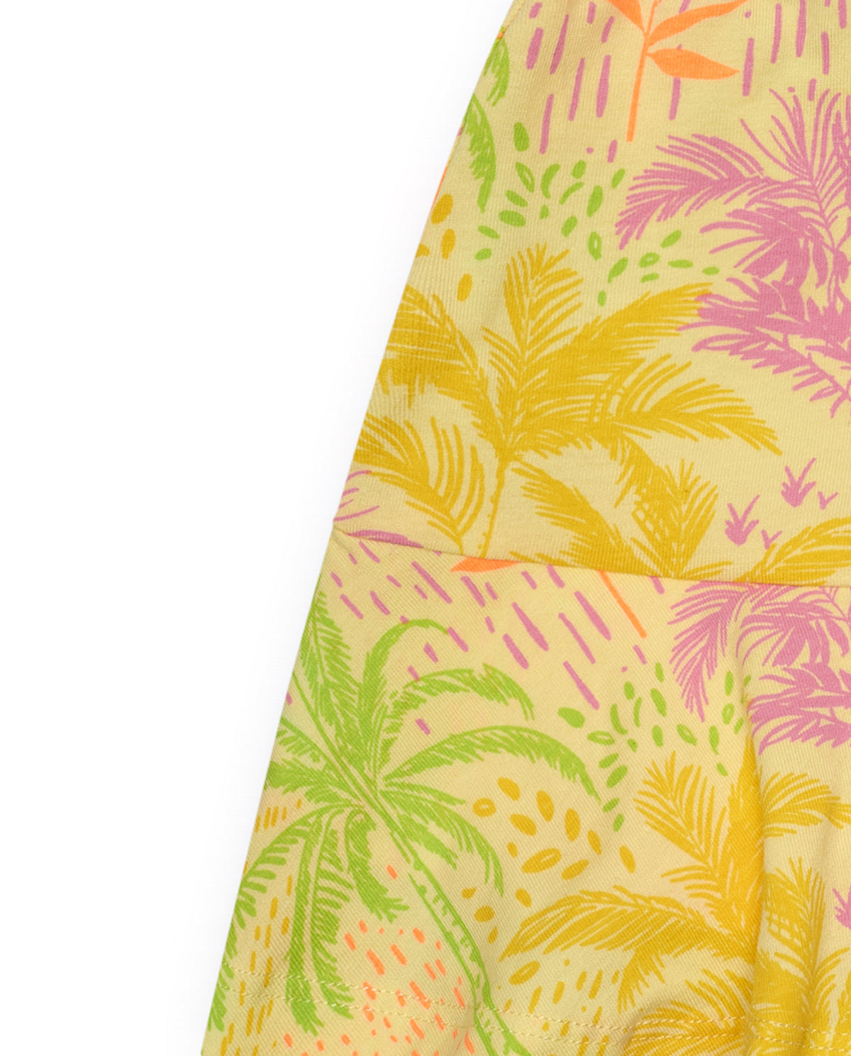 Falda para niña en amarillo con estampado tropical y cintura