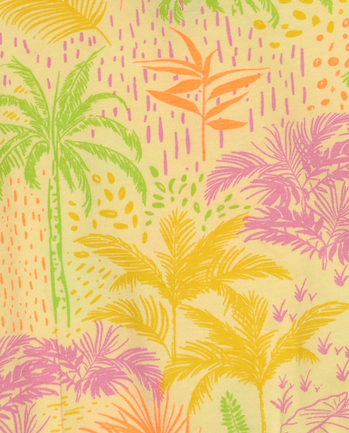 Camiseta para niña en amarillo con estampado tropical