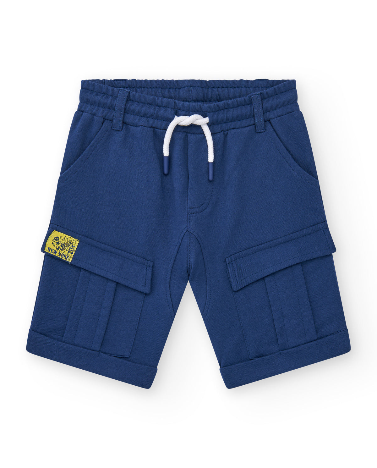 Bermudas para niño en azul marino con bolsillos y cintura