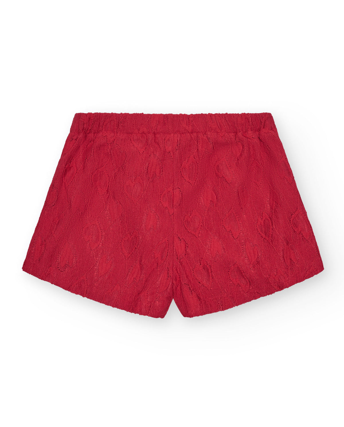 Falda-pantalón para niña en rojo con cintura elástica y volantes