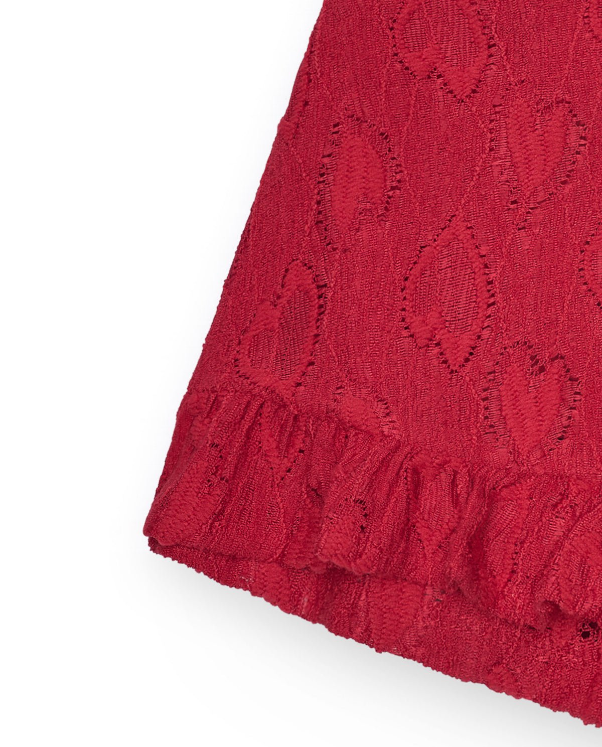 Falda-pantalón para niña en rojo con cintura elástica y volantes