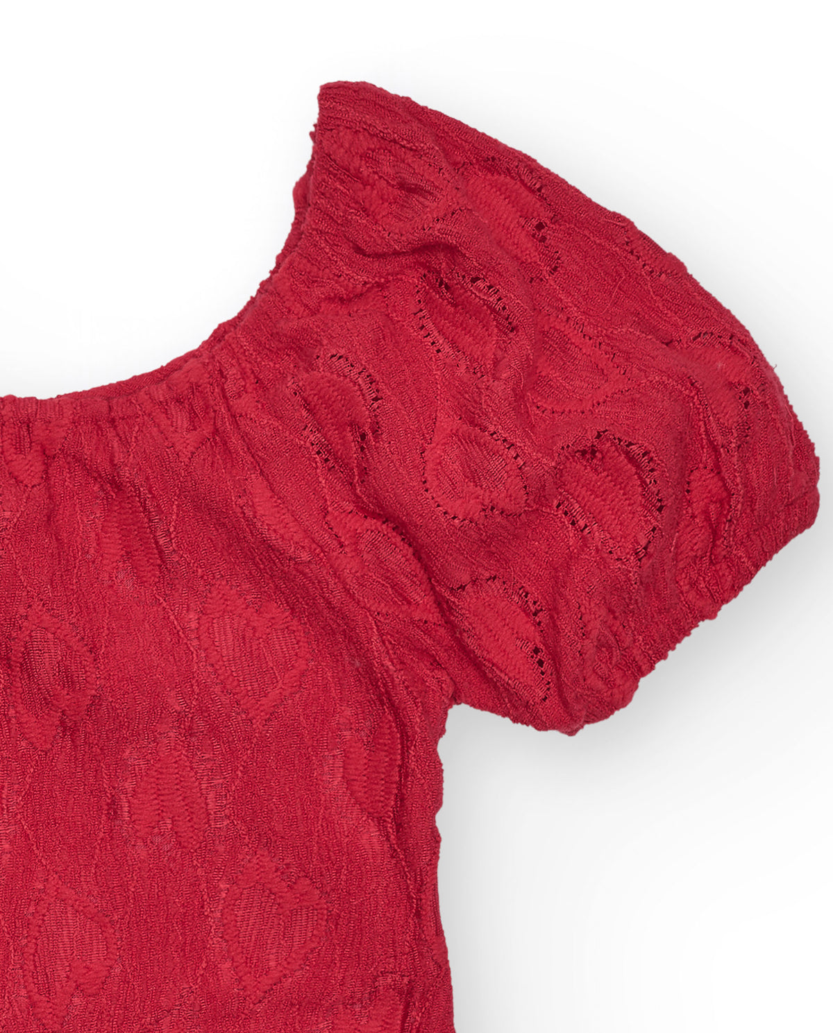Camiseta de manga corta para niña en rojo con escote y mangas