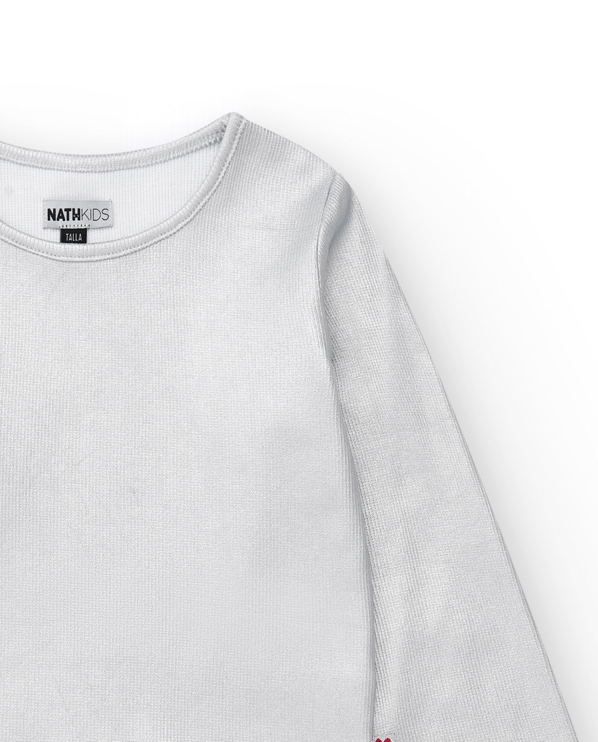 Camiseta para niña en plateado de manga larga con acabado