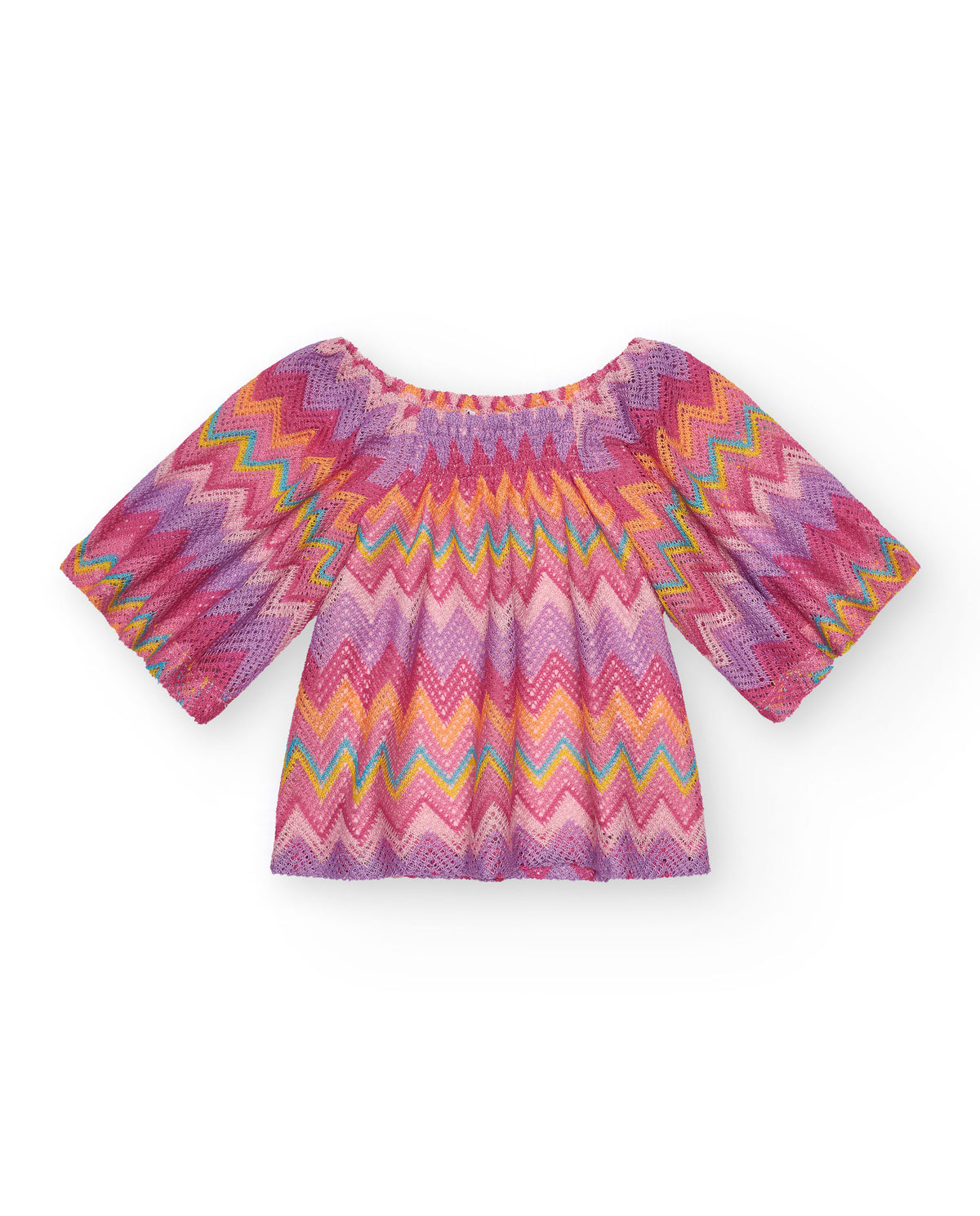 Blusa para niña multicolor estampada y mangas tres cuartos