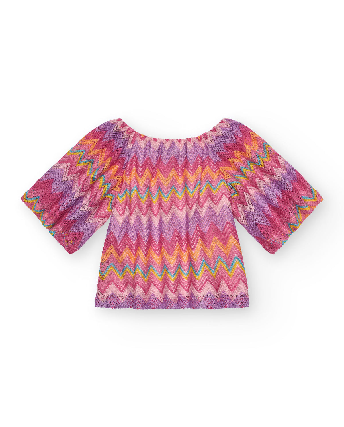 Blusa para niña multicolor estampada y mangas tres cuartos