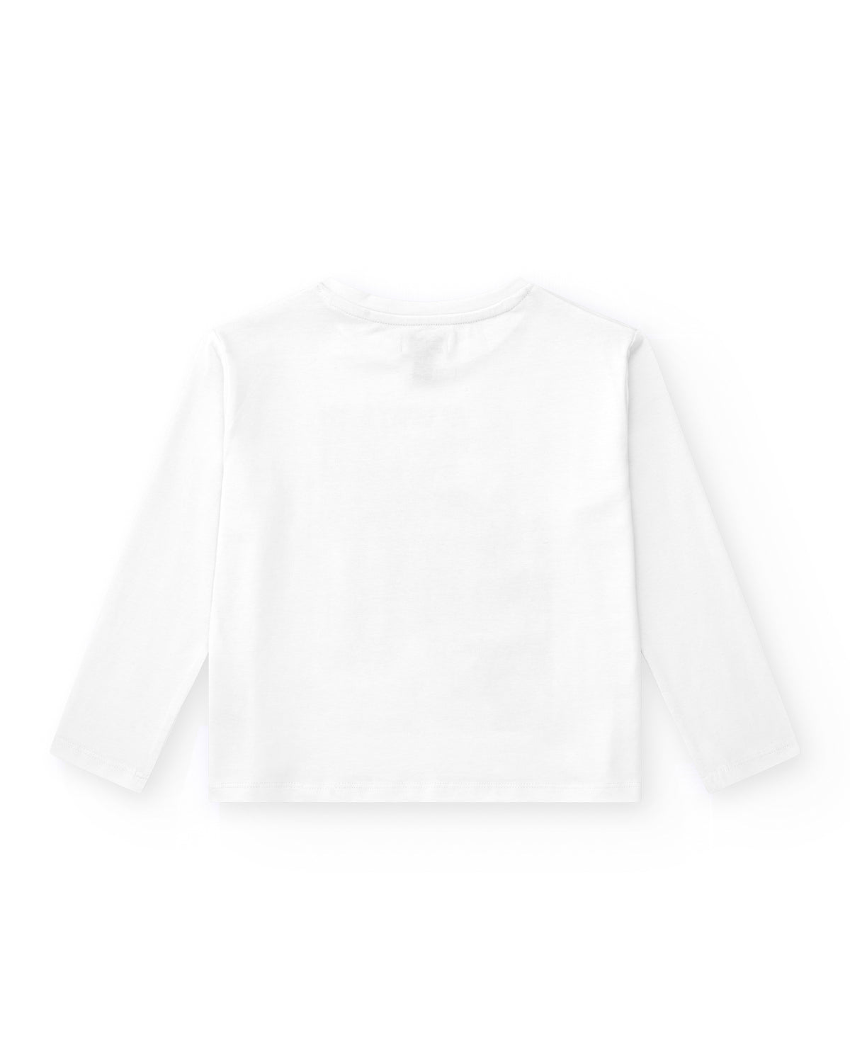Camiseta para niña en blanco de manga larga y estampado tropical