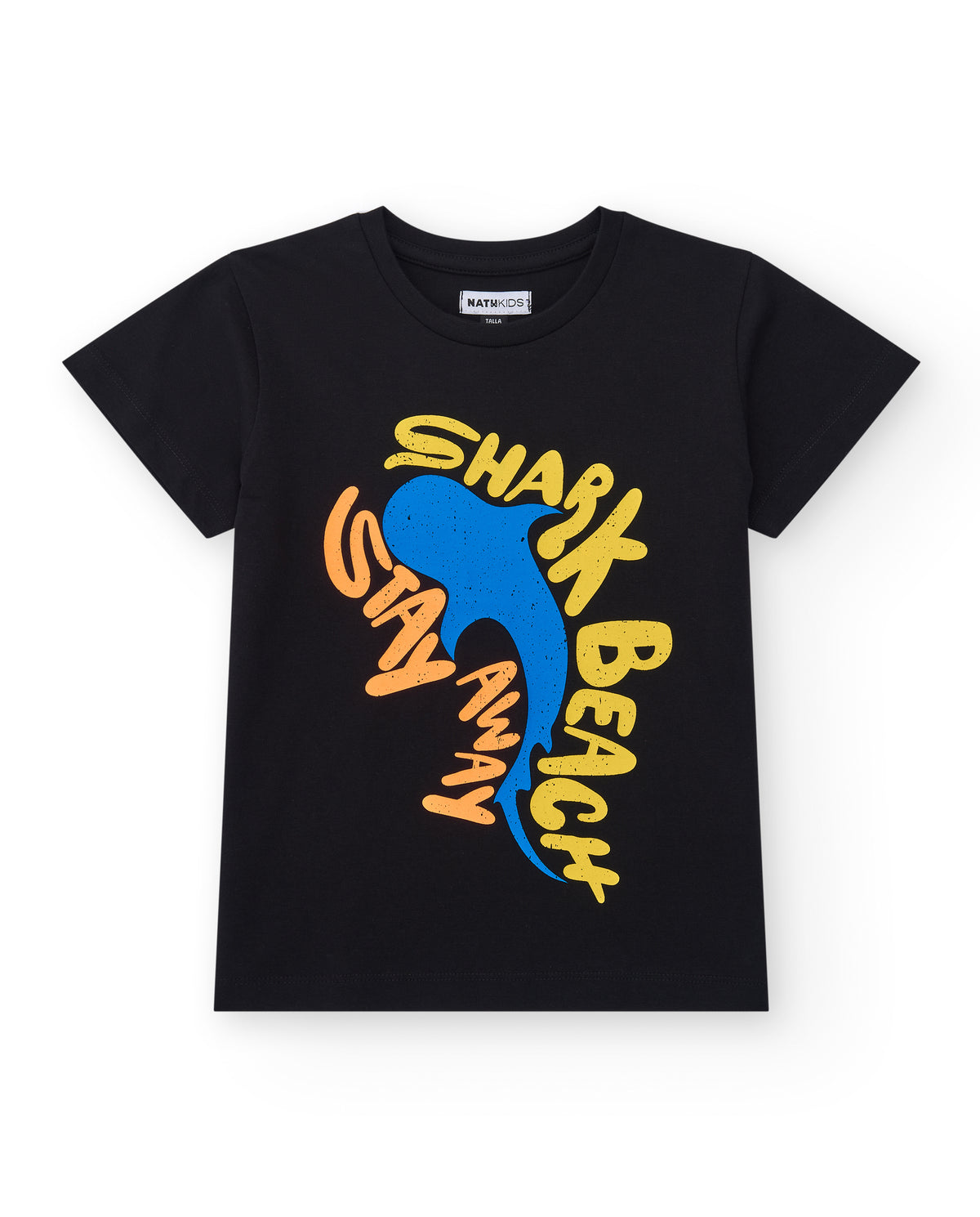 Camiseta para niño en negro con letras coloridas de colores