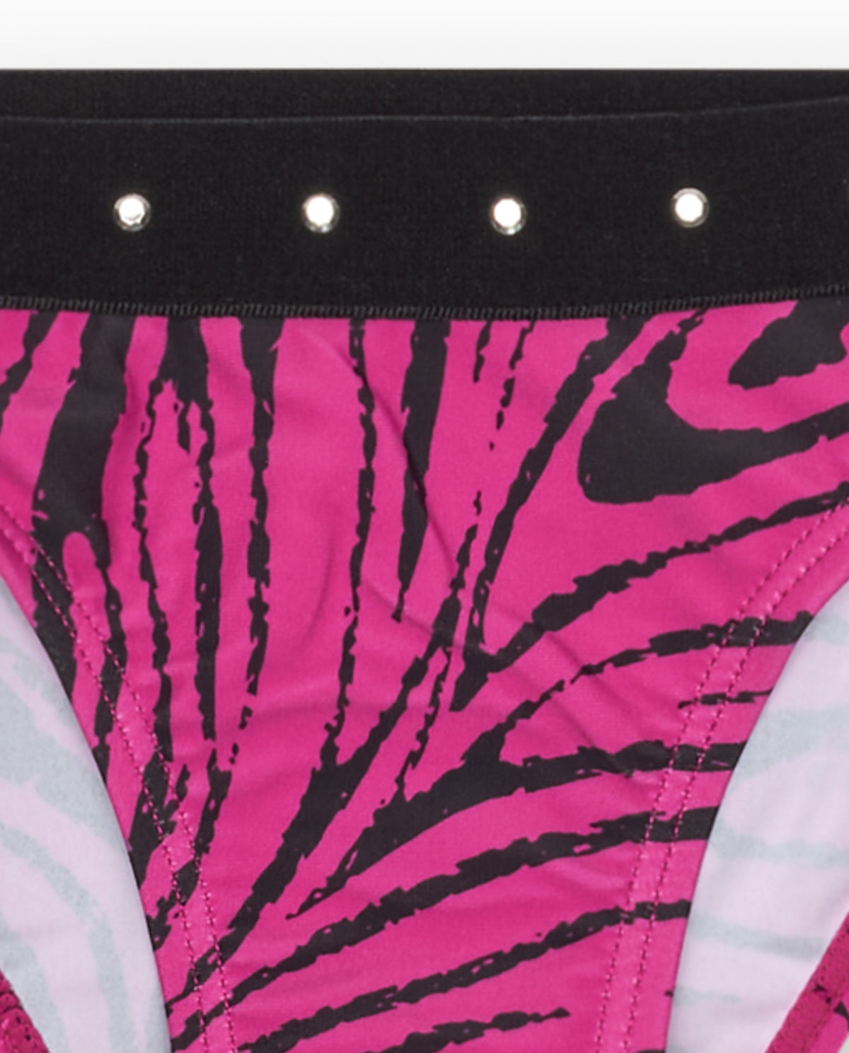 Bikini para niña en rosa con estampado animal print y tachuelas