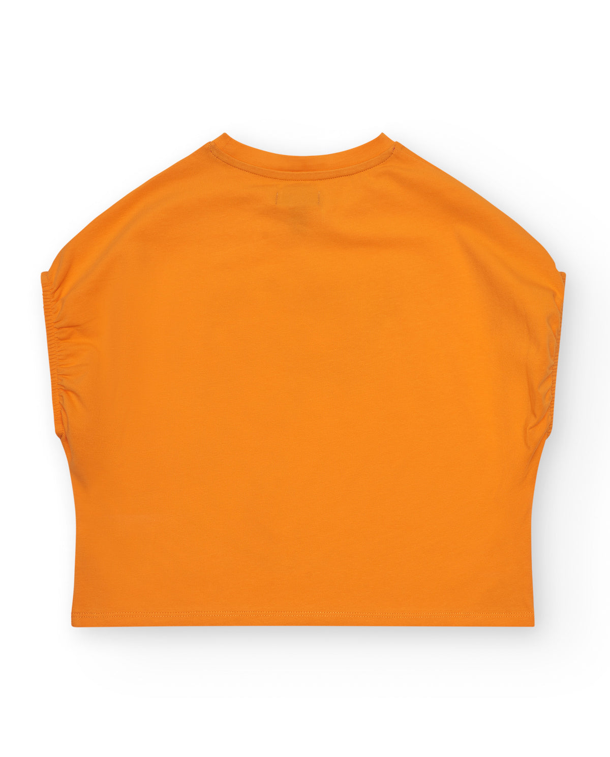 Camiseta para niña en naranja de manga corta y detalles florales