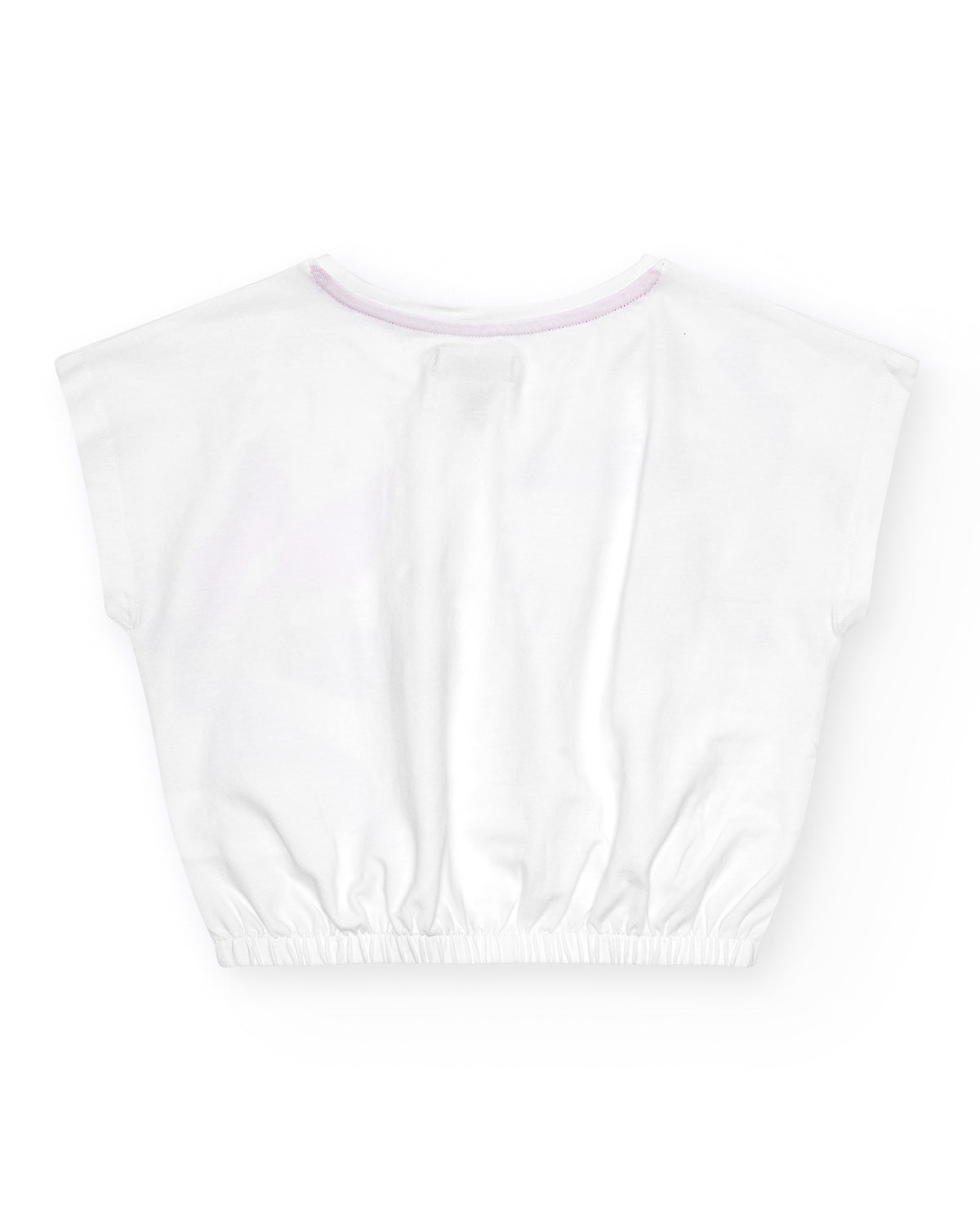 Camiseta para niña en blanco de manga corta y estampado floral