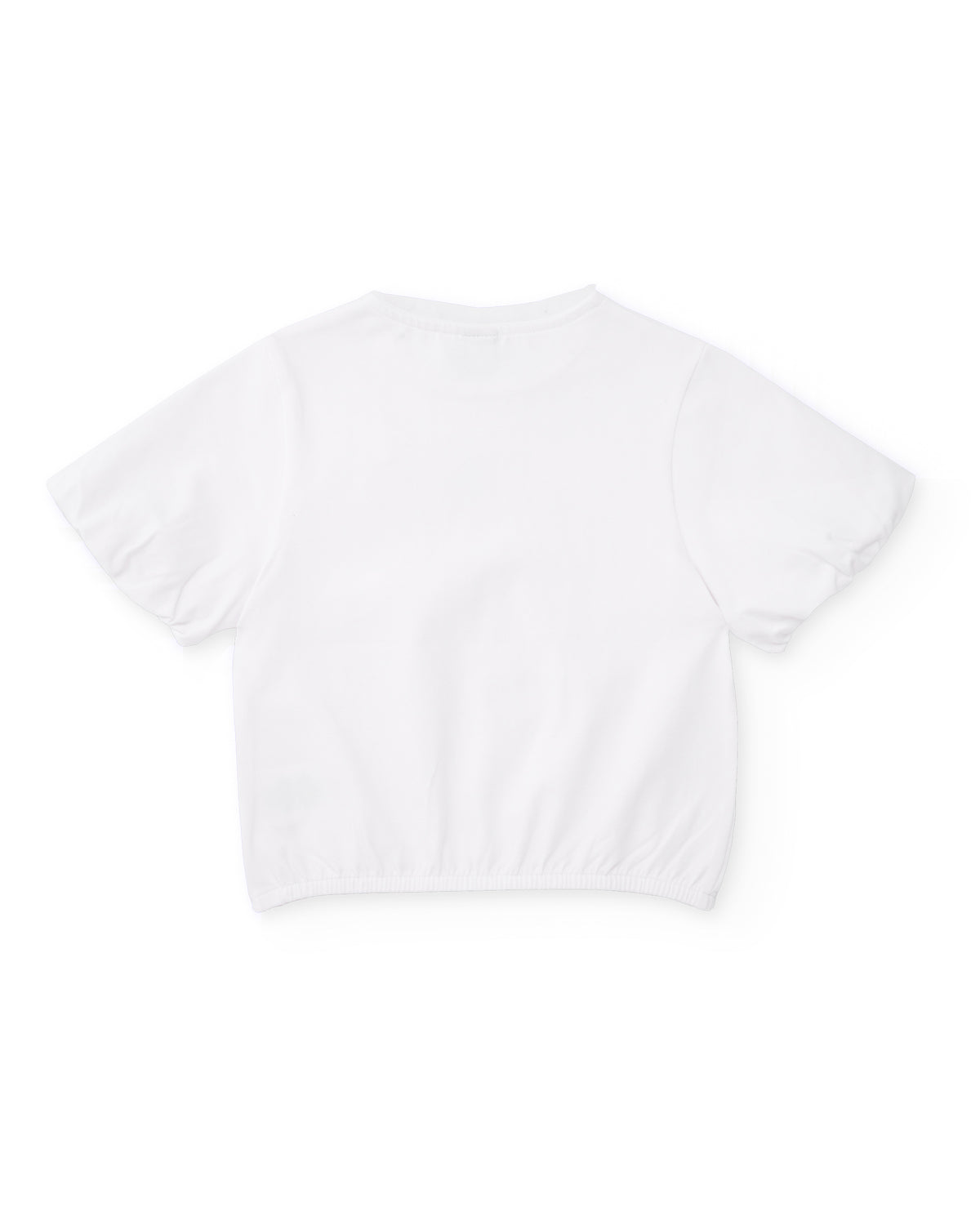 Camiseta de manga corta para niña en blanco con aplique floral