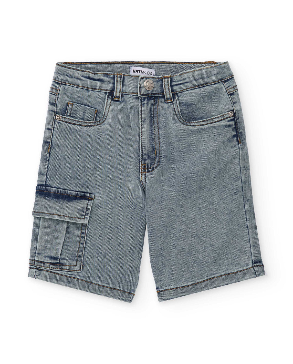 Bermuda niño en denim con bolsillo lateral