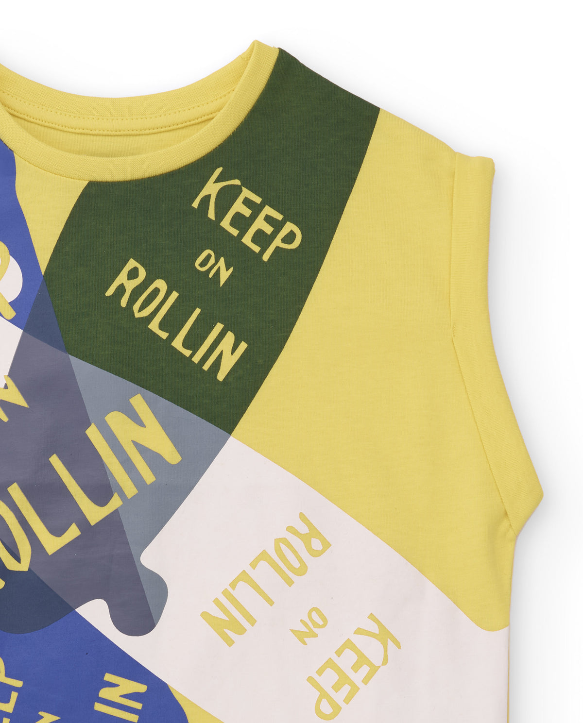 Camiseta sin mangas niño en amarillo con estampado skate