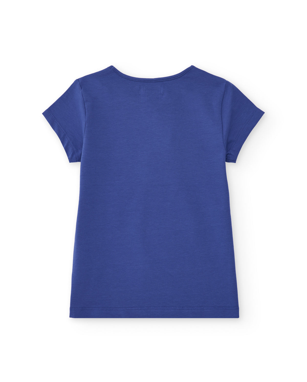 Camiseta niña en azul cobalto con estampado floral lateral